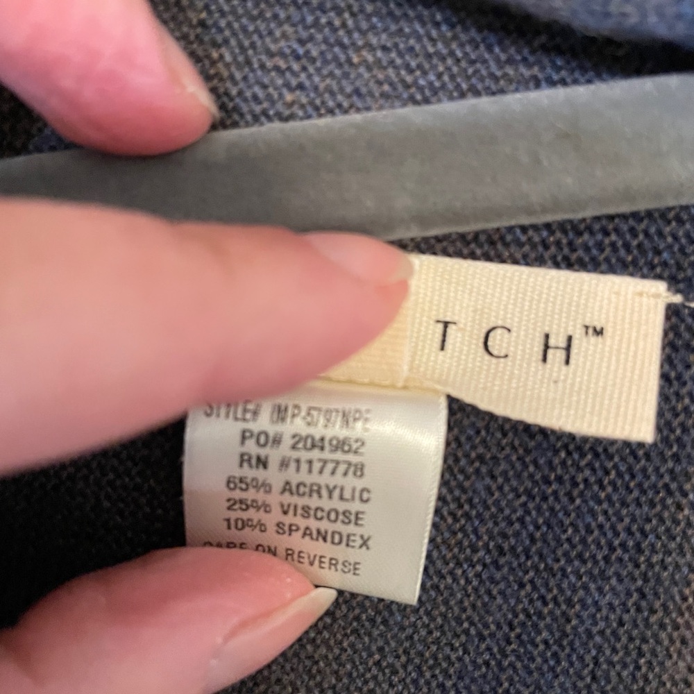 Navy Blue Gradient Striped Asymmetrical Sweater - Picture 2 of 6